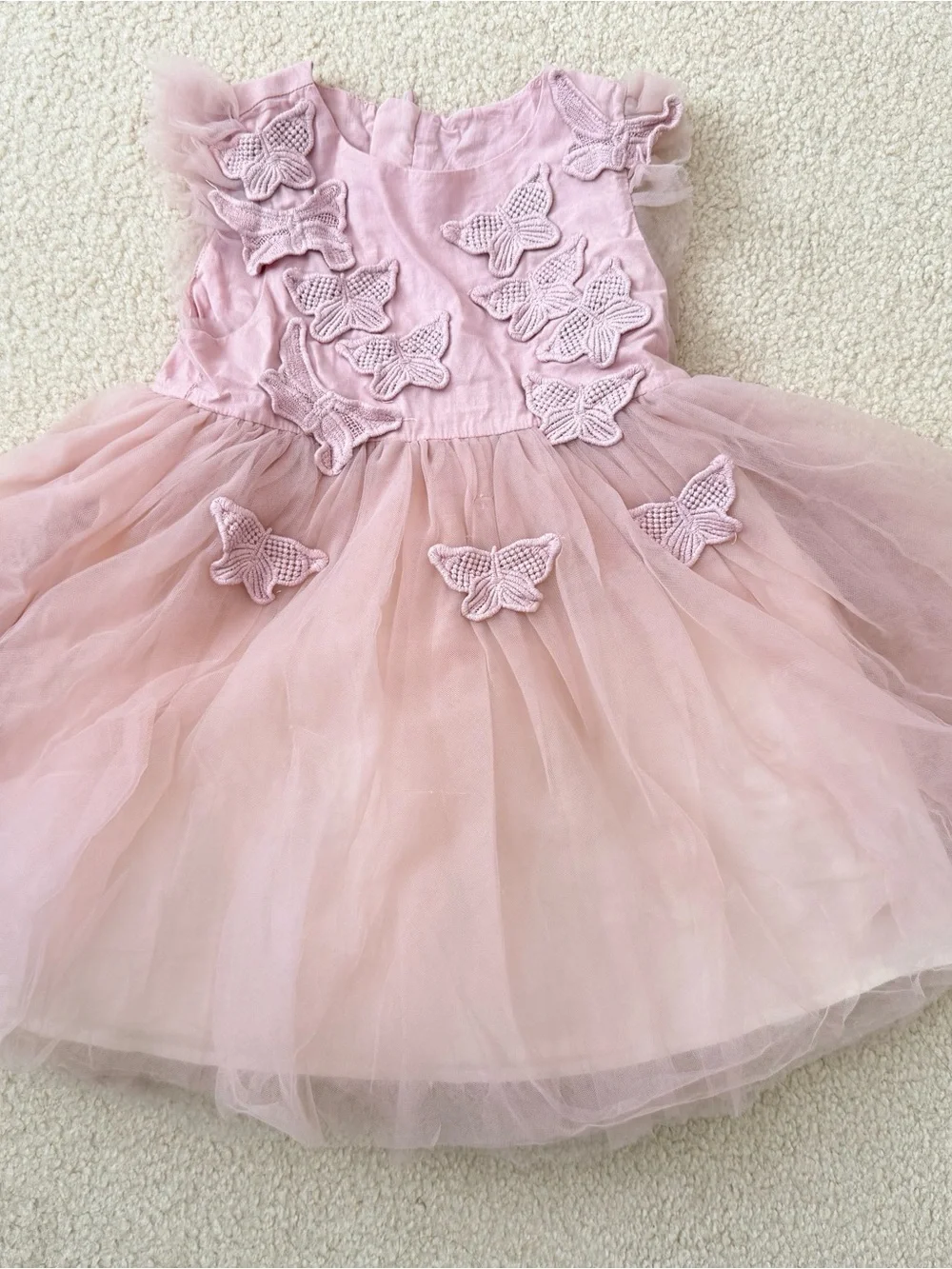 Delicate Pink Butterfly Tulle Dress for Girls - by Dave & Bella